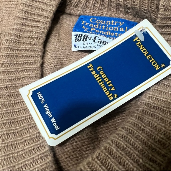Vintage Pendleton Camel Hair V-Neck Sweater Tan Large made in USA NOS - Picture 5 of 10